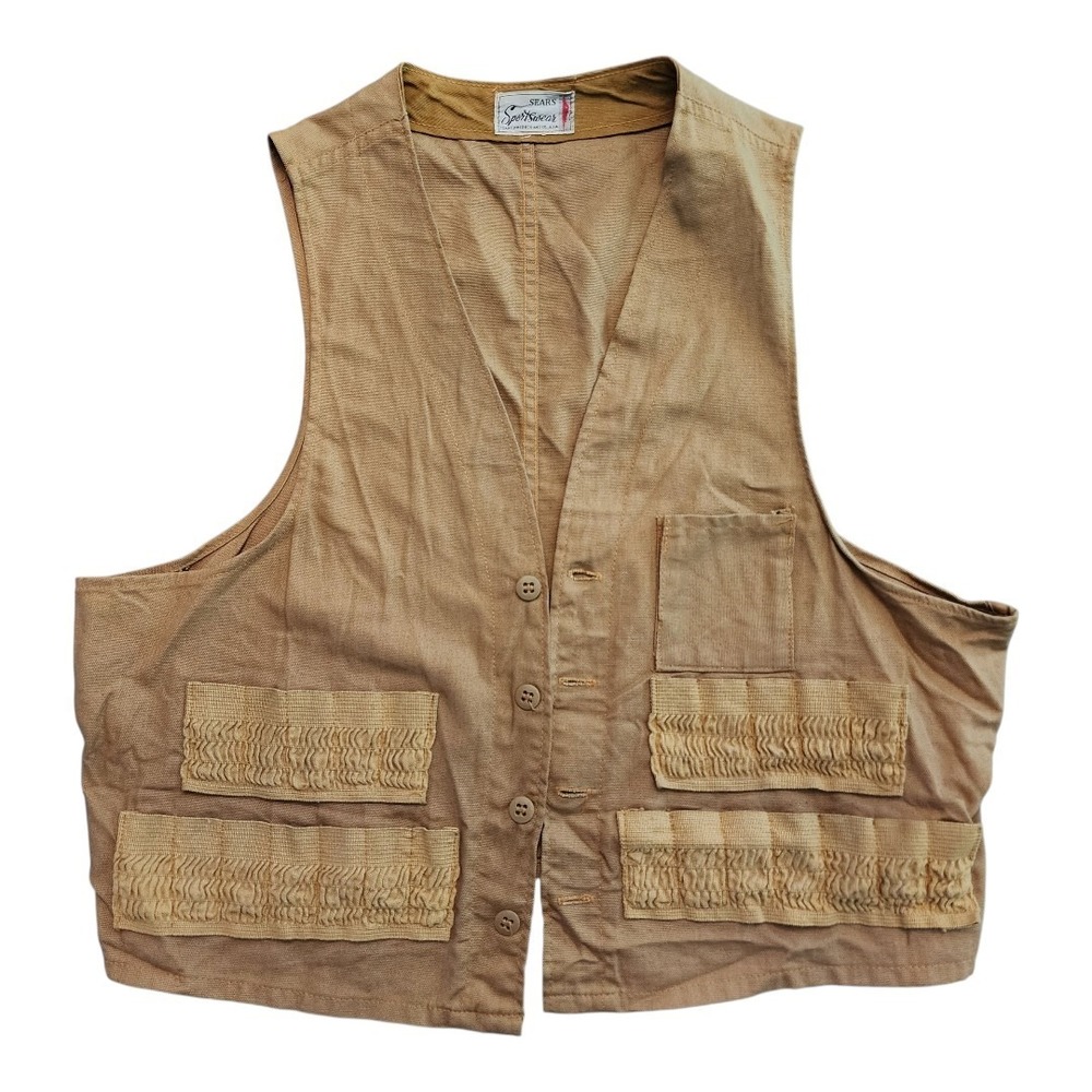 Vintage 70s‎ Sears Roebuck Active Sportswear Canvas Hunting Vest Mens Sz Large